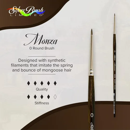 Miniatura 2 de Silver Brush 2629S-0 Monza - Cepillo sintético de mangosta de mango corto, redondo, tamaño 0