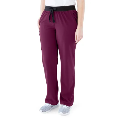 Miniatura 23 de ave. Varick - Pantalón médico de tiro medio para mujer, pierna recta, seis bolsillos, color azul caribeño, talla S