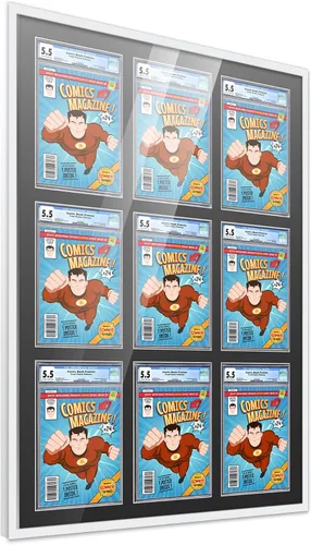 Miniatura 69 de Marco de cómic con paspartú para 8 CGC, CBCS o PGX Graded Comics - Marco de cómic blanco para cómics de 8.125 x 13 pulgadas Marco blanco