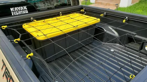 Miniatura 5 de Red de carga con ganchos de amarre para Toyota Tacoma para cama larga de tamaño mediano de 60 x 98 pulgadas, red de carga de malla para camioneta