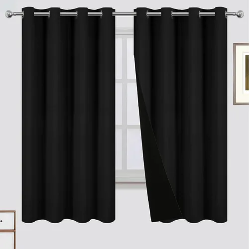 Miniatura 56 de LEMOMO Cortinas 100% opacas de 52 x 95 pulgadas, 2 paneles de oscurecimiento con aislamiento térmico para dormitorio Negro