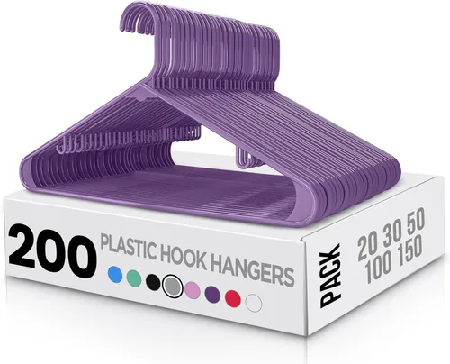 Miniatura 21 de Perchas de plástico Utopia Home estándar para hogar de color negro, perchas tubulares para la ropa, resistentes, finas y elegantes Blanco