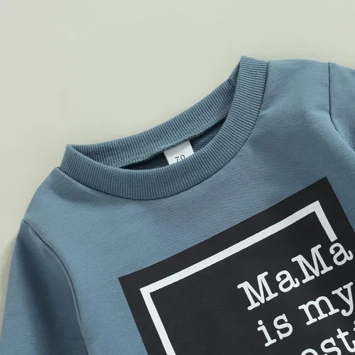 Miniatura 59 de Conjunto de 2 piezas de sudadera de manga larga con cuello redondo y pantalones casuales para bebés y niños pequeños