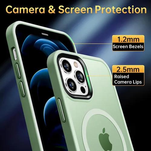 Miniatura 4 de Funda magnética para iPhone 12/iPhone 12 Pro, probada en caídas de grado militar, compatible con MagSafe, a prueba de golpes, translúcida, parte