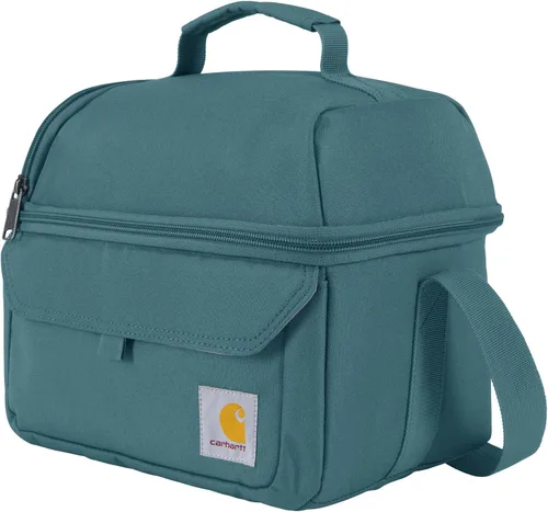Miniatura 8 de Carhartt Lonchera con dos compartimentos para 12 latas, duradera, totalmente aislada, para mujeres y hombres, lonchera grande (negro)