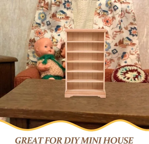 Miniatura 7 de HANABASS Estantería de madera para casa de muñecas en miniatura de 12 escalas, para decoración de muebles de casa de muñecas y accesorios de micro