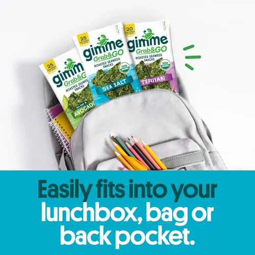 Miniatura 9 de Gimme Seaweed Grab & Go - Bocadillos de Algas Marinas Tostadas Orgánicas Premium, Sal Marina, 5 Unidades Sin Bandeja, Keto, Vegano, Sin Gluten, Gran