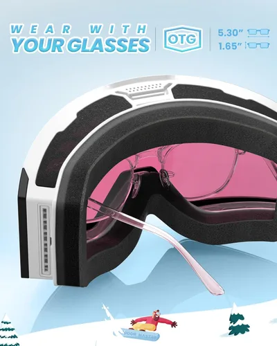 Miniatura 5 de OutdoorMaster Falcon - Gafas de esquí con lente intercambiable magnética, anti niebla, protección UV, OTG, gafas de snowboard para jóvenes