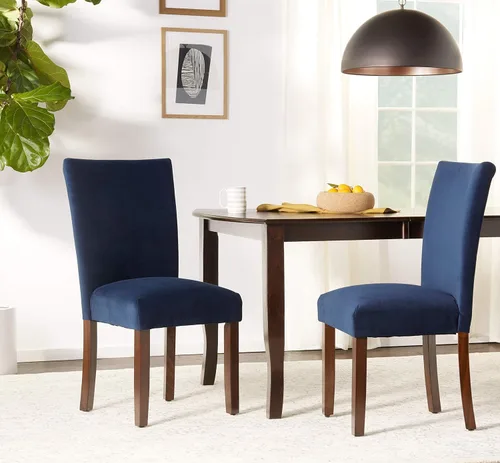 Miniatura 248 de Homepop Silla de comedor con detalles festoneados, sillas de comedor Parsons tapizadas, muebles decorativos para el hogar, tejido gris claro