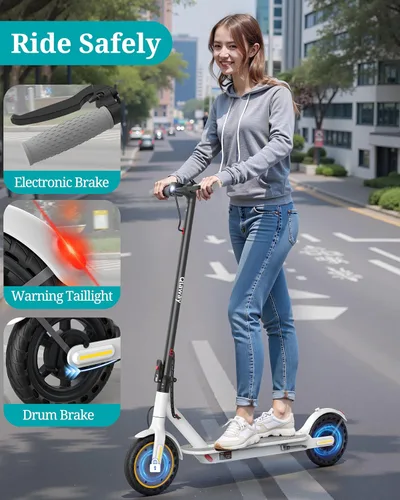 Miniatura 7 de Qlaway Electric Scooter for Adults, 350W/500W Motor, 16-22 Miles Range, 8.5"/10" Solid Tires, Dual Braking & Suspension, Folding Portable Commuting