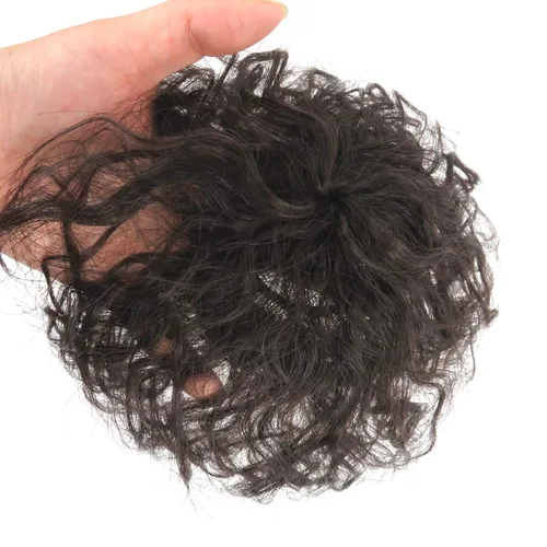 Miniatura 3 de RemeeHi Peluca de cabello humano rizado natural de repuesto esponjoso sin costuras con clip en la parte superior para mujer, cabello fino