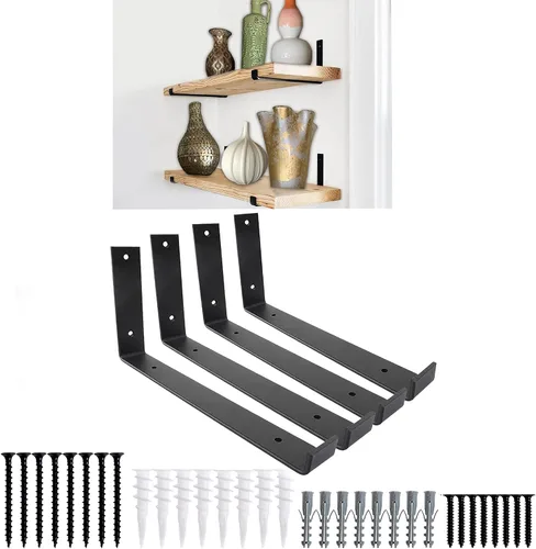 Miniatura 7 de Soportes de estante Paquete de 4 soportes flotantes resistentes de 6.0 pulgadas de largo x 4.0 pulgadas de alto x 1.5 pulgadas de ancho, estantes