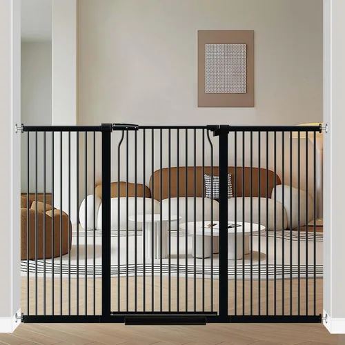 Miniatura 16 de Puerta de bebé extra alta de 40.5 pulgadas para puertas, puerta extra ancha para mascotas de 40.6 a 49.1 pulgadas, sin taladro, barrera de espacio