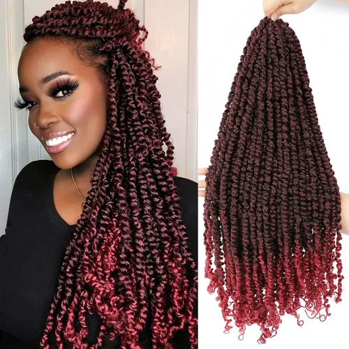Miniatura 36 de Cabello Passion Twist de 12 pulgadas, 8 paquetes, cabello de ganchillo pretrenzado para mujeres negras, cabello rizado de ganchillo preenlazado, 1b#