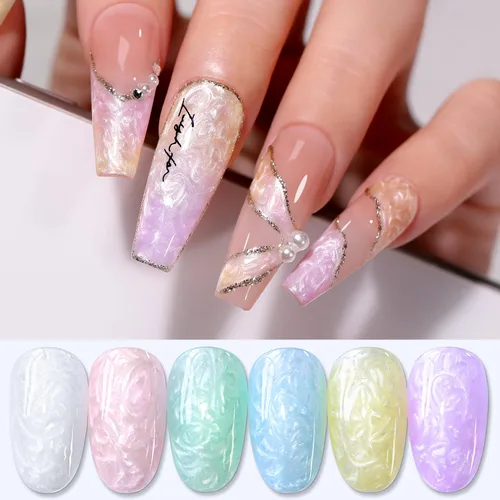 Miniatura 18 de Double Rhythm - Juego de esmaltes de uñas de gel de 6 colores Baby Light Pastel Milky, kit de iniciación para arte, bricolaje, salón, hogar