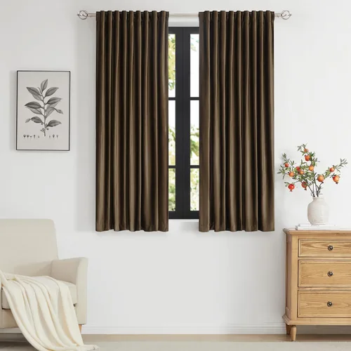 Miniatura 51 de PRIMROSE Cortinas de terciopelo champán de 63 pulgadas de largo para sala de estar, juego de 2 paneles opacos, bolsillo para barra, pestaña trasera
