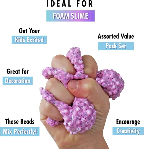 Miniatura 2 de Bolas de espuma de slime – Paquete de 18 cuentas de microespuma pastel de 0.1-0.14 pulgadas (90.000 piezas) Micro colores Rainbow Fruit Beads Craft