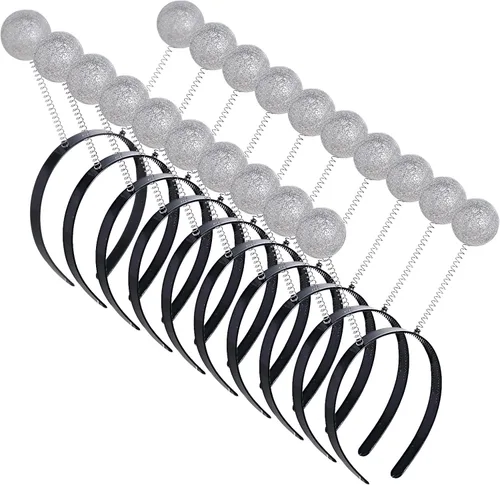 jiebor 10 diademas de alienígena con antenas marcianas, accesorios para disfraz espacial, accesorios de cabeza de bola con purpurina para fiesta de