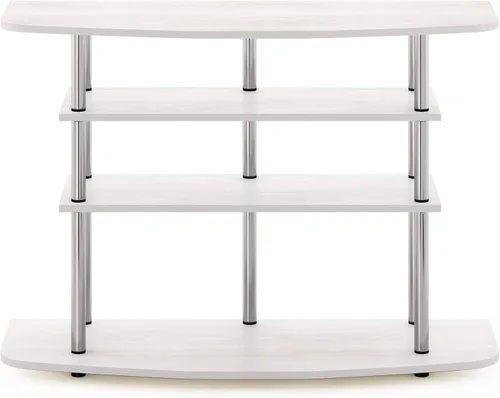 Miniatura 6 de Furinno Frans Turn-N-Tube - Soporte para televisor de 4 niveles, para televisores de hasta 43 pulgadas, color roble blanco