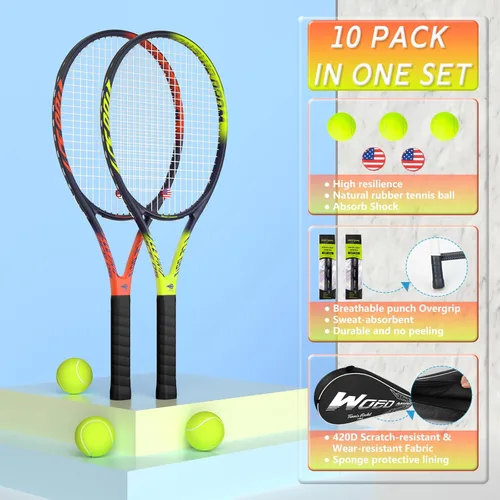 Miniatura 5 de Raqueta de tenis profesional para adultos, 2 jugadores de 27 pulgadas, raqueta de tenis de velocidad aceptable para principiantes y profesionales