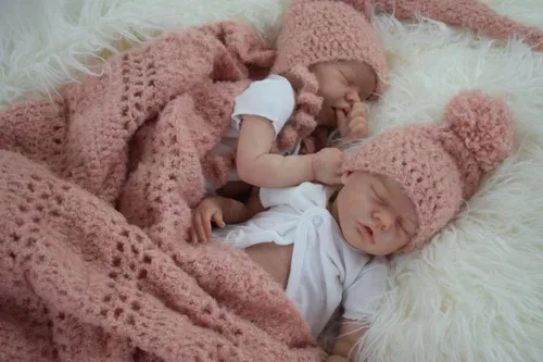 Angelbaby Muñecas de bebé Reborn de 18 pulgadas, lindas muñecas recién nacidas de la vida real que duermen, gemelas niña y niño, de silicona, cuerpo