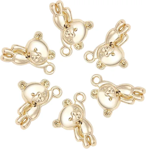 KitBeads 100 dijes de oso dorado Kawaii, colgantes de oso de aleación de dibujos animados de animales de juguete para hacer joyas, pulseras a granel
