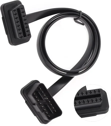 Miniatura 3 de Cable de extensión de 16 pines para automóvil, macho a hembra, adaptador de cable extensor de diagnóstico, OBD2 de 16 pines, ángulo