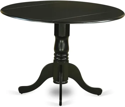Miniatura 5 de East West Furniture DLFR5-BLK-02 - Juego de mesa de comedor moderno de 5 piezas, incluye una mesa redonda de madera con gotas y 4 sillas tapizadas