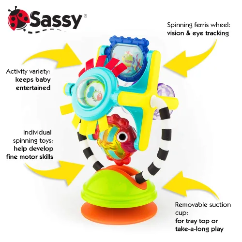 Miniatura 6 de Sassy Fishy Fascination Station 2 en 1 - Juguete para silla alta con ventosa, bandeja de desarrollo para aprendizaje temprano, a partir de 6 meses