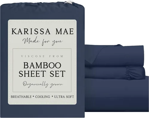 Miniatura 63 de KARISSA MAE Juego de sábanas tamaño individual de viscosa de bambú refrescante, 100% cultivadas orgánicamente, bolsillo profundo de 18 pulgadas