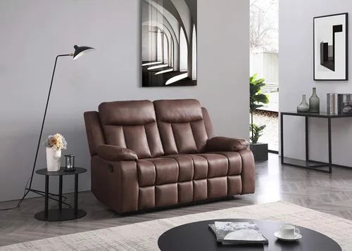 Miniatura 6 de Betsy Furniture Juego de sillón reclinable de tela de microfibra en color marrón, sofá biplaza silla, almohada, respaldo y reposabrazos 8028