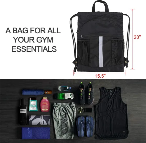 Miniatura 2 de BeeGreen Mochila con cordón y compartimento para zapatos, mochila unisex