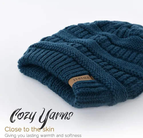 Miniatura 40 de FURTALK Gorros de invierno para mujer, con forro polar, gorro de punto holgado y cálido, gorro de esquí