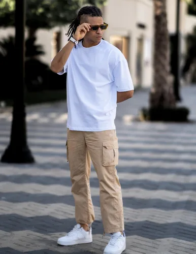 Miniatura 4 de COOFANDY Pantalones cargo casuales para hombre, pantalones deportivos de algodón con cordón