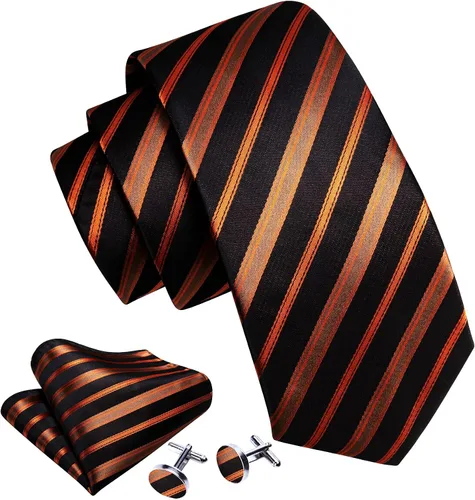 Miniatura 52 de Barry.Wang Juego de corbatas para hombre, corbata de seda a rayas, tejido a cuadros, gemelos formales, negocios, boda