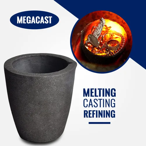 Miniatura 5 de # 4 17.6 lbs MegaCast, Crisoles de grafito de arcilla de fundición negro Torcha Horno Fundición de fusión Refinación Oro Plata Cobre Latón Aluminio
