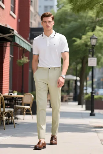 Miniatura 7 de Plaid&Plain - Pantalones chinos, a los tobillos de corte ajustado, elásticos, color caqui, para hombre
