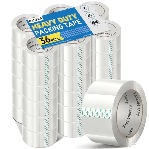 Miniatura 11 de Cinta de embalaje transparente, repuestos de cinta de embalaje resistente, 2 pulgadas x 65 yardas, cinta de envío de cinta de correo para envío