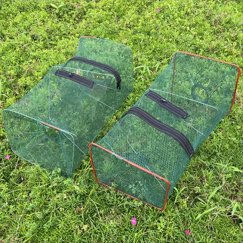 Miniatura 6 de Paquete de 2 trampas de red de pesca plegables para cebo de cangrejos de cangrejo, redes de trampa de cebo de camarones, trampa para cangrejos