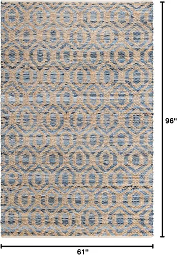 Miniatura 2 de Unique Loom Chindi Jute Collection - Alfombra rectangular (5 pies 1 pulgada x 8 pies, color azul marino)