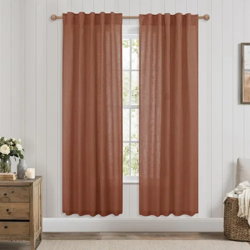 Miniatura 26 de Cortinas de lino azul claro de 90 pulgadas de largo para sala de estar, dormitorio de niñas, guardería, decoración acogedora de verano, bolsillo