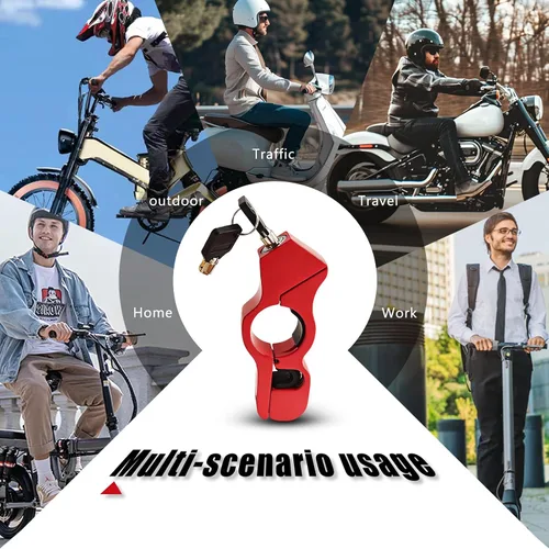 Miniatura 7 de Juego de 2 cerraduras de motocicleta – Cerraduras de manillar de freno y casco antirrobo de alta resistencia, ajuste universal (<1.5 pulgadas)