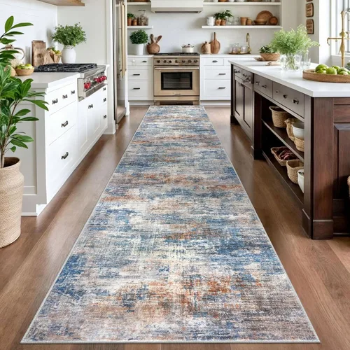 Miniatura 873 de IOHOUZE Alfombra abstracta lavable de 3 x 12 pies para pasillos, antideslizante para cocina, camino de entrada de lana sintética para interiores