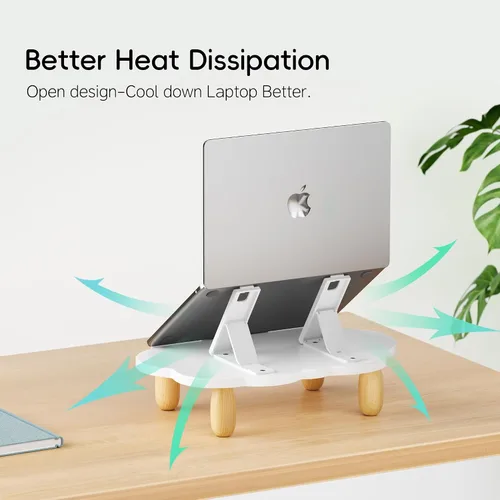 Miniatura 4 de AFOOYO - Soporte ajustable de madera para laptop, soporte de computadora ergonómico con ángulos de altura, soporte elevador en forma de nube