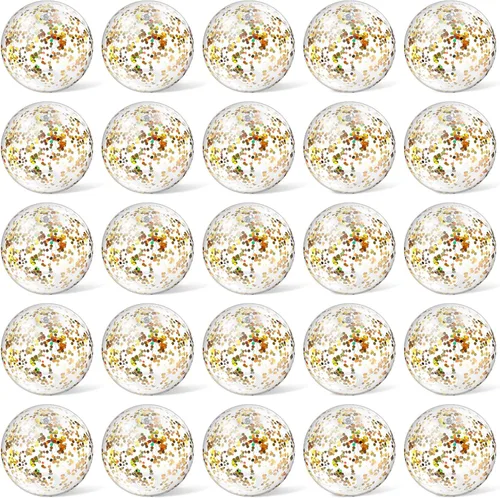 Hungdao 25 bolas inflables de playa con purpurina de 8 pulgadas, mini bola de confeti flotante transparente para niños, pelota de fiesta temática de