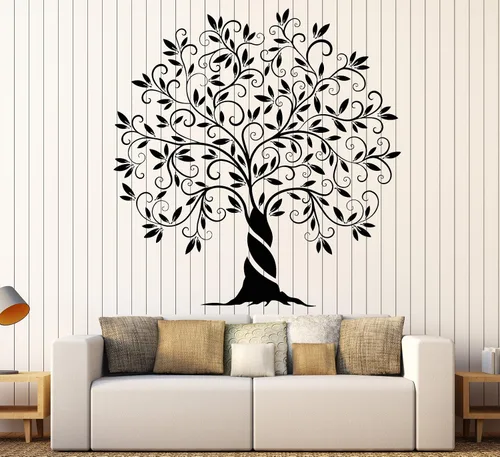 Vinilo adhesivo para pared, árbol genealógico de la vida, naturaleza, jardín, decoración del hogar, decoración grande (1200ig), color negro
