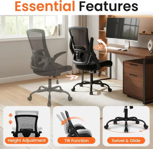 Miniatura 4 de NEO CHAIR Silla de oficina con respaldo alto, silla de malla, cómodo asiento de computadora para juegos con reposabrazos y ruedas abatibles