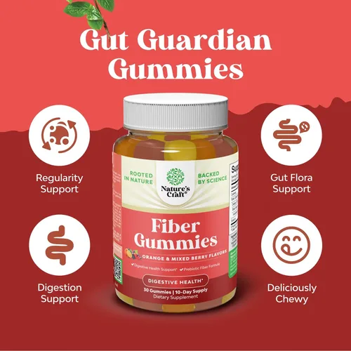 Miniatura 2 de Gomitas de fibra prebiótica sabrosas para adultos, suplemento alto en fibra, vitaminas para adultos con raíz de achicoria soluble en prebióticos