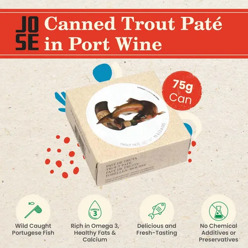 Miniatura 3 de Jose Gourmet Paté de trucha con vino de Oporto, 2.65 oz, paquete de 8