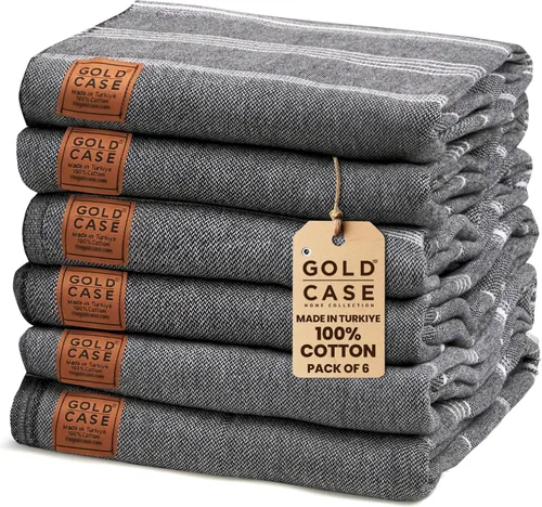 GOLD CASE HOME COLLECTION - Juego de toallas turcas de playa LYCIA de 6 unidades – 100% algodón, toallas turcas de playa a granel 177,8 x 96,5 cm –